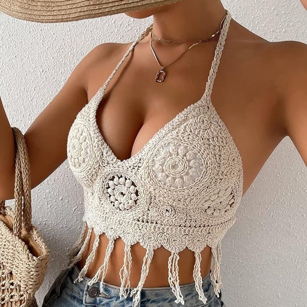 Crochet Push Up Bikini Lace Summer Top